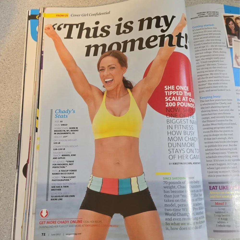 2012 June Oxygen Magazine Chady Dunmore Cover Jamie Eason Column 2012 Arnold